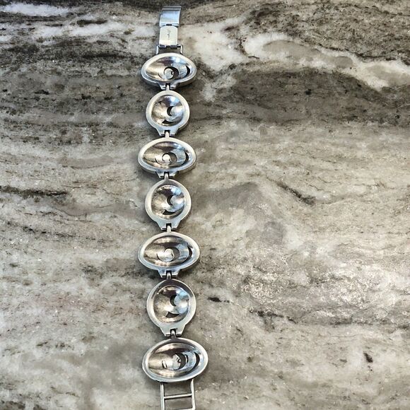 Brighton Vertigo Chunky Link Bracelet Silver Swirl 7” - Picture 6 of 9